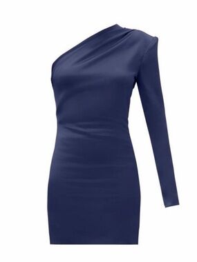 Gauge81 navy silk one shoulder dress